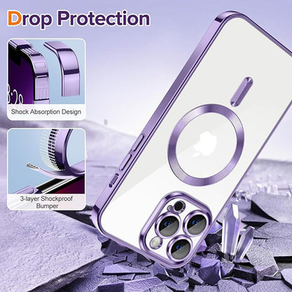 MagSafe-Hülle für Apple iPhone 13 Pro, Techsuit, Luxury Crystal, Hellviolett