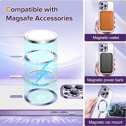 MagSafe-Hülle für Apple iPhone 13 Pro, Techsuit, Luxury Crystal, Hellviolett