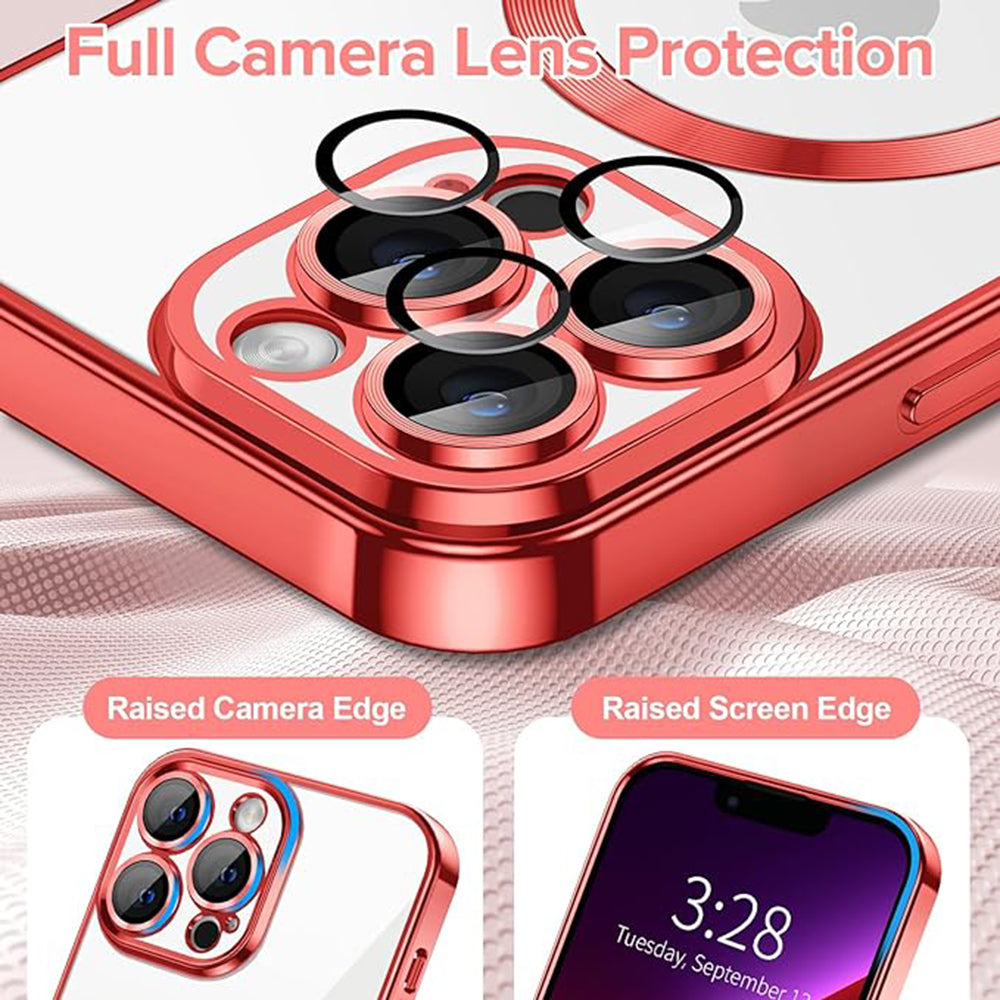 MagSafe-Hülle für Apple iPhone 13 Pro, Techsuit, Luxury Crystal, Rot