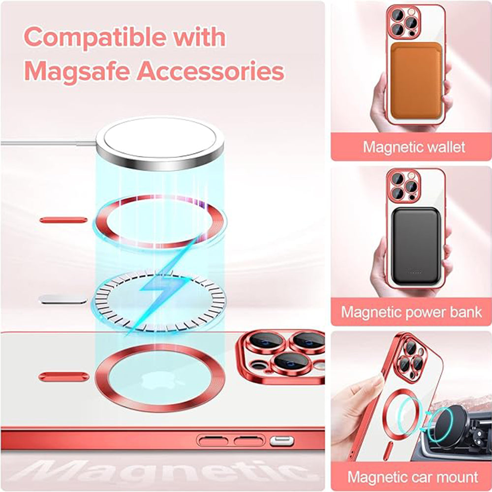 MagSafe-Hülle für Apple iPhone 13 Pro, Techsuit, Luxury Crystal, Rot