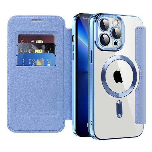MagSafe Case for Apple iPhone 13 Pro, Techsuit, SmartMag Book, Blue