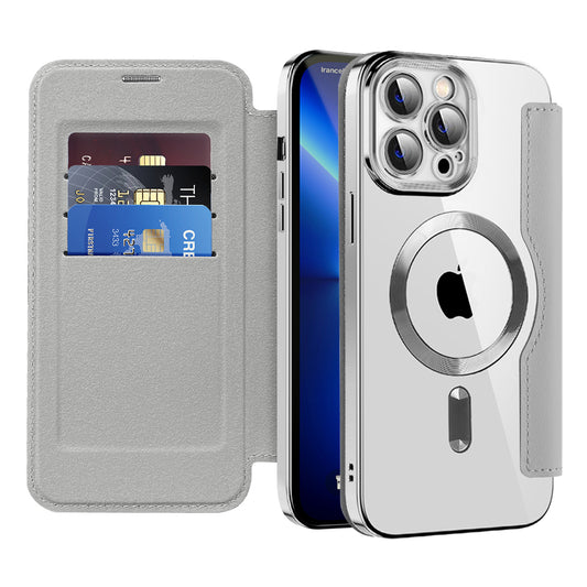 MagSafe Case for Apple iPhone 13 Pro, Techsuit, SmartMag Book, Gray