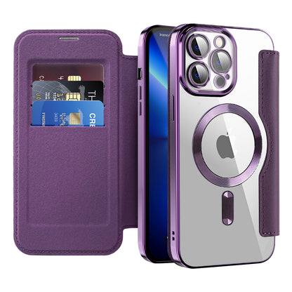 MagSafe Case for Apple iPhone 13 Pro, Techsuit, SmartMag Book, Purple