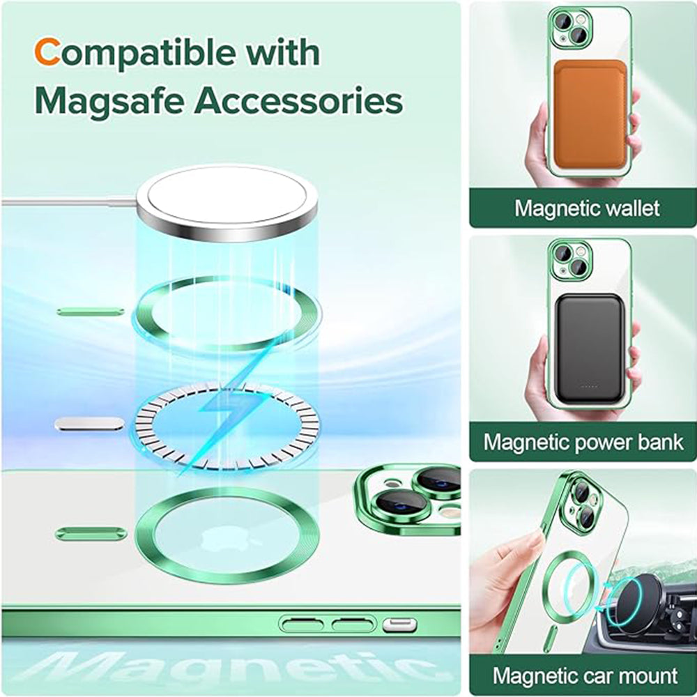 MagSafe-Hülle für Apple iPhone 13, Techsuit, Luxury Crystal, Hellgrün