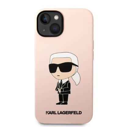 MagSafe Hülle für Apple iPhone 14, Karl Lagerfeld, Silicone Ikonik Karl, Rosa