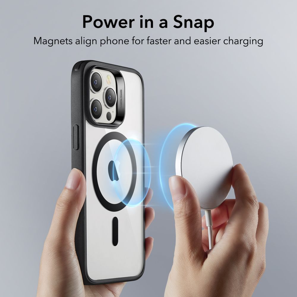 MagSafe-Hülle für Apple iPhone 14 Pro, ESR, Classic Hybrid, Schwarz Transparent