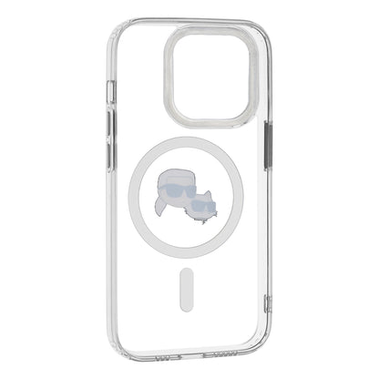 MagSafe Hülle für Apple iPhone 14 Pro, Karl Lagerfeld, IML Metal Karl & Choupette's Heads, Weiß