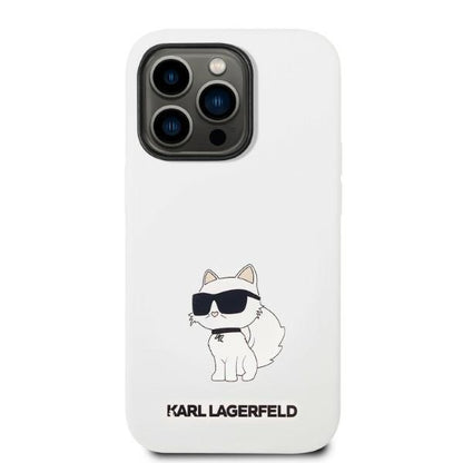MagSafe Hülle für Apple iPhone 14 Pro, Karl Lagerfeld, Silikon Choupette, Weiß