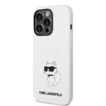 MagSafe Hülle für Apple iPhone 14 Pro, Karl Lagerfeld, Silikon Choupette, Weiß