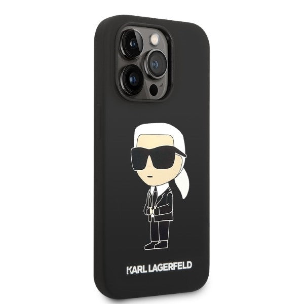 MagSafe Hülle für Apple iPhone 14 Pro, Karl Lagerfeld, Ikonik Karl Silikon, Schwarz