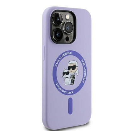 MagSafe Case for Apple iPhone 14 Pro, Karl Lagerfeld, Silicone Ring Karl & Choupette, Purple