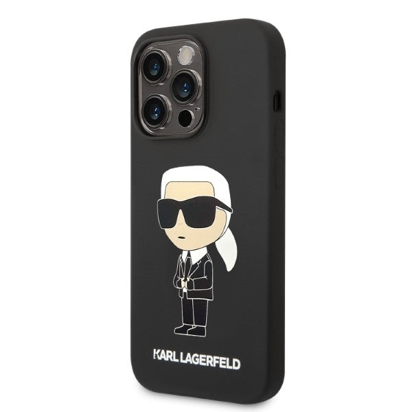 MagSafe Hülle für Apple iPhone 14 Pro Max, Karl Lagerfeld, Ikonik Karl Silikon, Schwarz