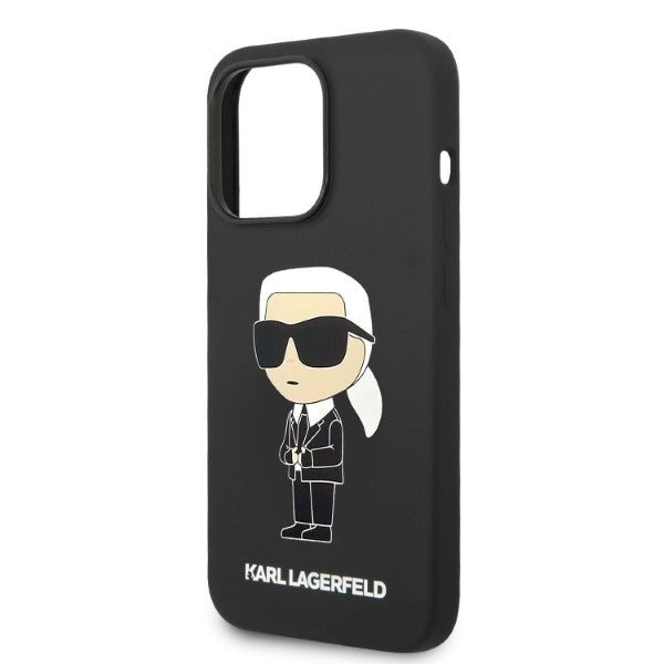 MagSafe Hülle für Apple iPhone 14 Pro Max, Karl Lagerfeld, Ikonik Karl Silikon, Schwarz