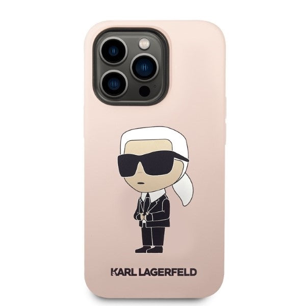 MagSafe Hülle für Apple iPhone 14 Pro Max, Karl Lagerfeld, Silicone Ikonik Karl, Rosa
