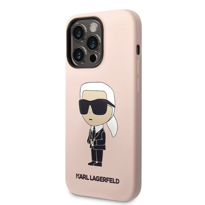 MagSafe Hülle für Apple iPhone 14 Pro Max, Karl Lagerfeld, Silicone Ikonik Karl, Rosa