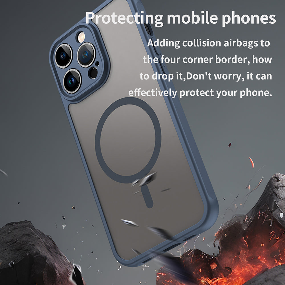 MagSafe-Hülle für Apple iPhone 14 Pro Max, Techsuit, HaloFrost II, Marineblau