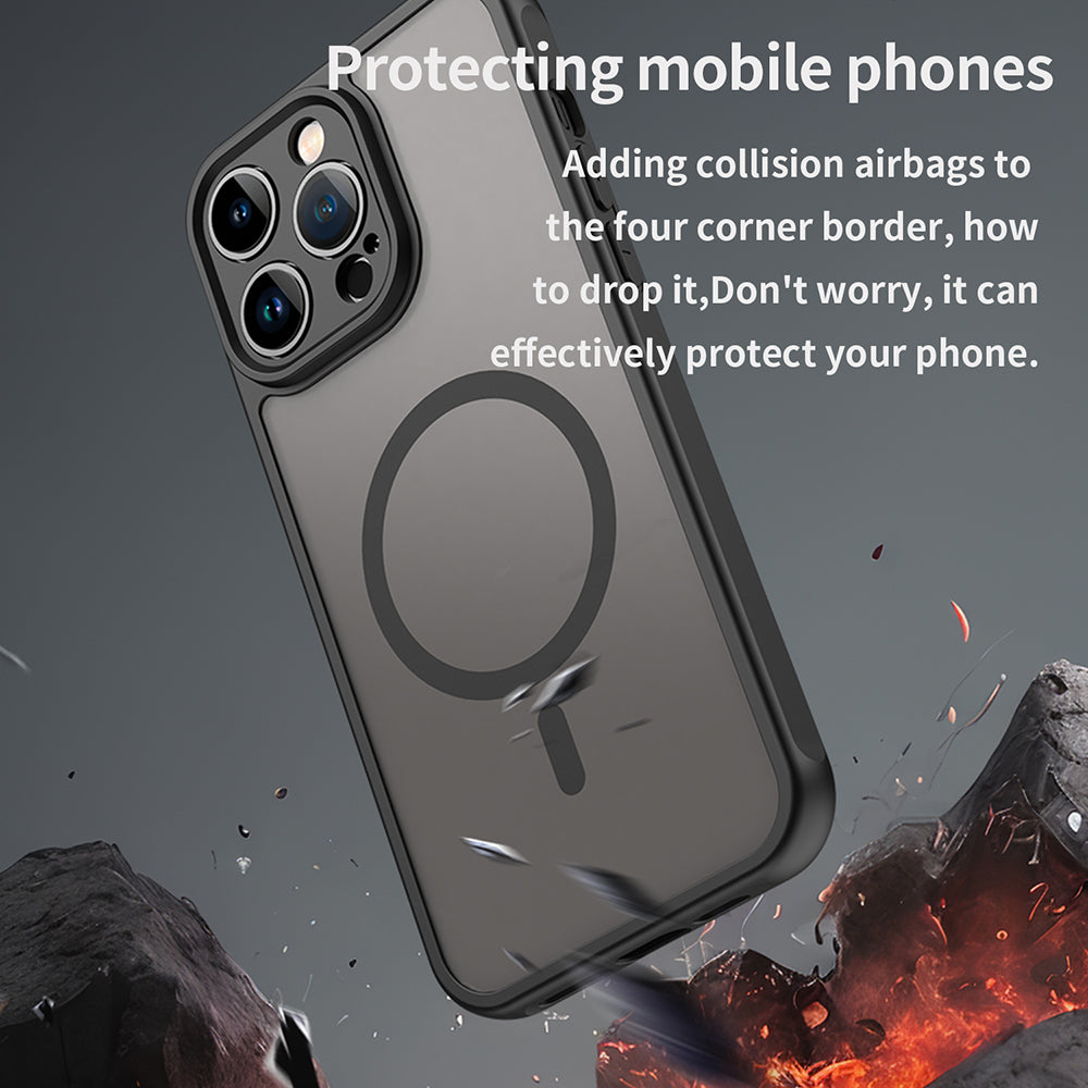 MagSafe-Hülle für Apple iPhone 14 Pro Max, Techsuit, HaloFrost II, Schwarz