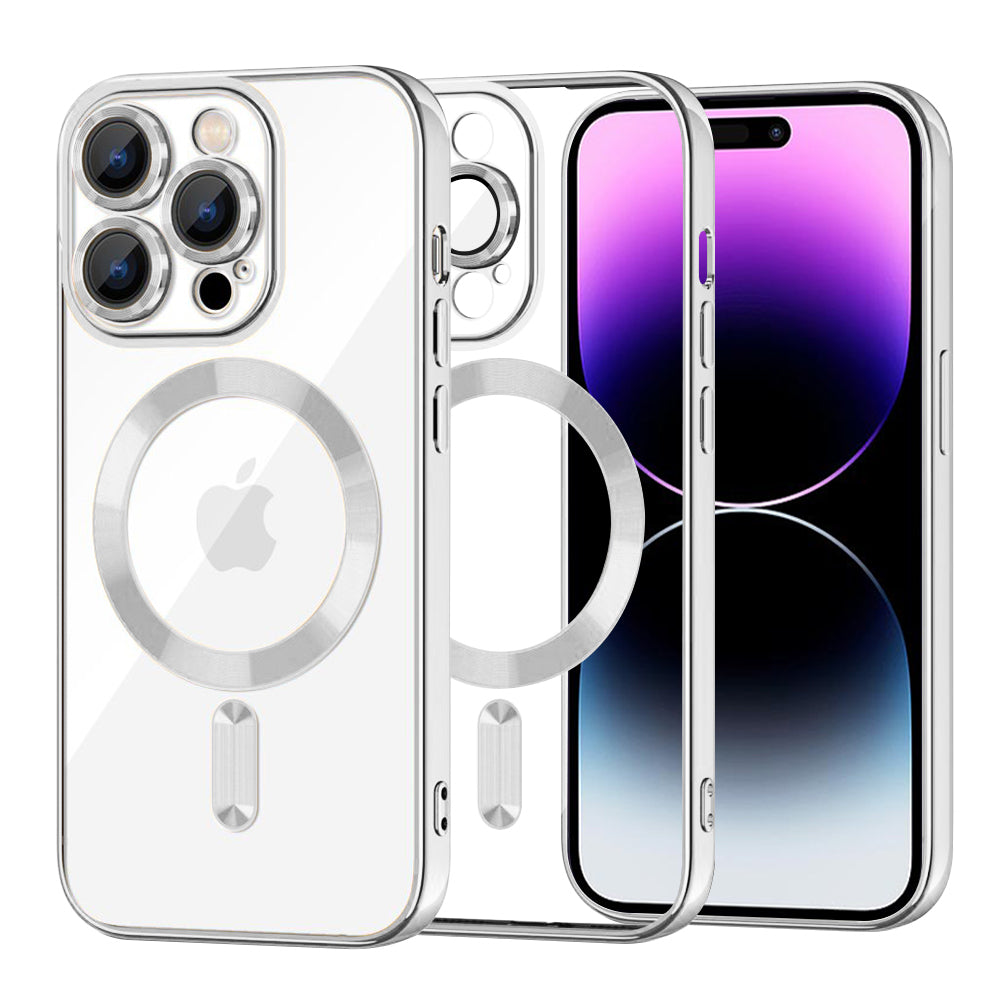 MagSafe-Hülle für Apple iPhone 14 Pro Max, Techsuit, Luxury Crystal, Silber
