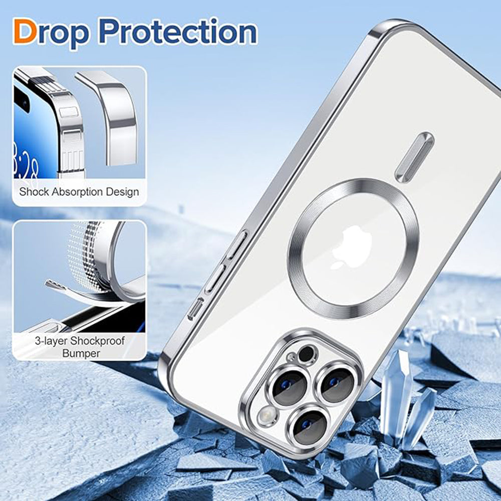 MagSafe-Hülle für Apple iPhone 14 Pro Max, Techsuit, Luxury Crystal, Silber