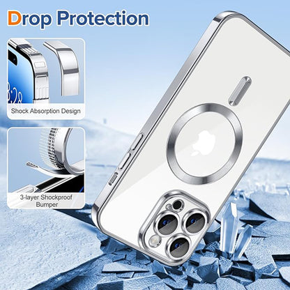 MagSafe-Hülle für Apple iPhone 14 Pro Max, Techsuit, Luxury Crystal, Silber