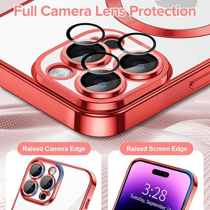 MagSafe-Hülle für Apple iPhone 14 Pro Max, Techsuit, Luxury Crystal, Rot