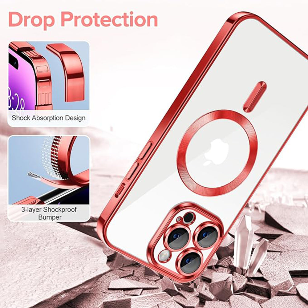 MagSafe-Hülle für Apple iPhone 14 Pro Max, Techsuit, Luxury Crystal, Rot