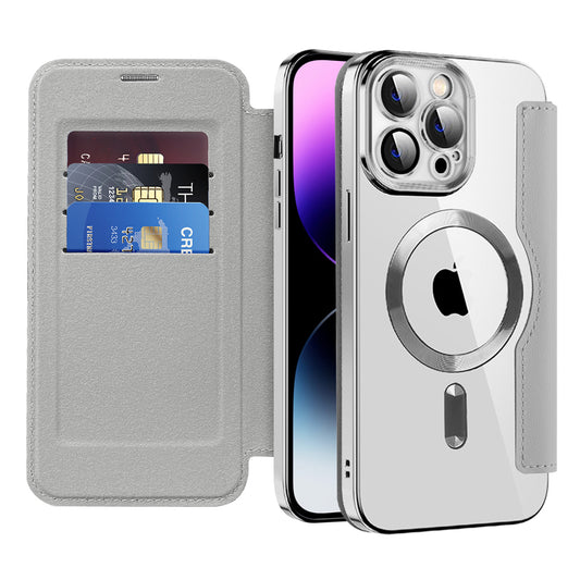 MagSafe Case for Apple iPhone 14 Pro Max, Techsuit, SmartMag Book, Gray