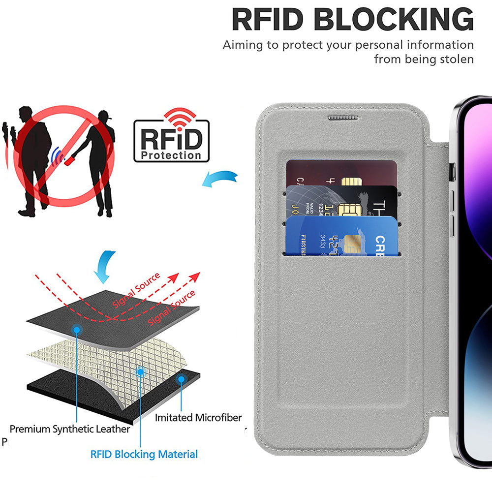 MagSafe Case for Apple iPhone 14 Pro Max, Techsuit, SmartMag Book, Gray