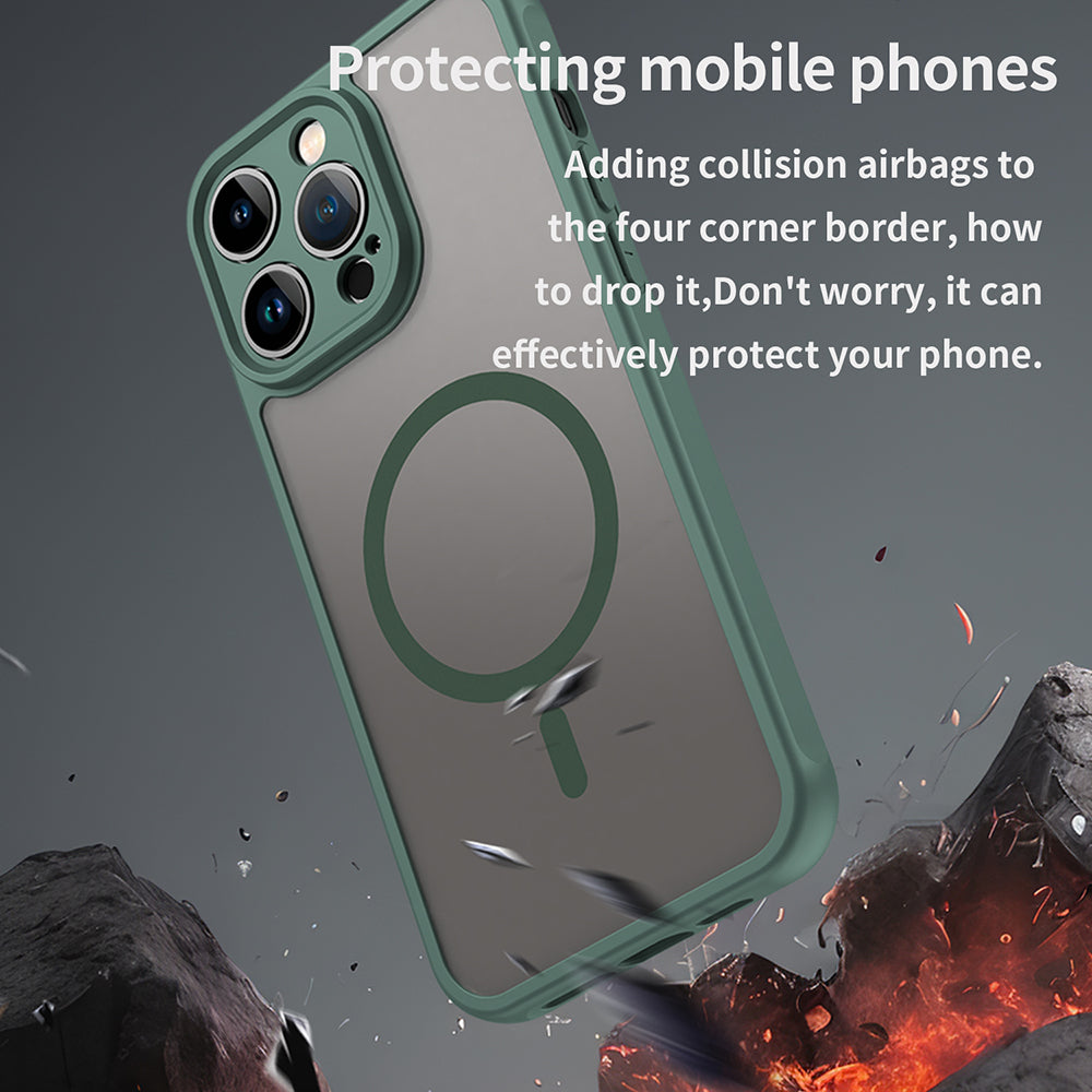 MagSafe Case for Apple iPhone 14 Pro, Techsuit, HaloFrost II, Green