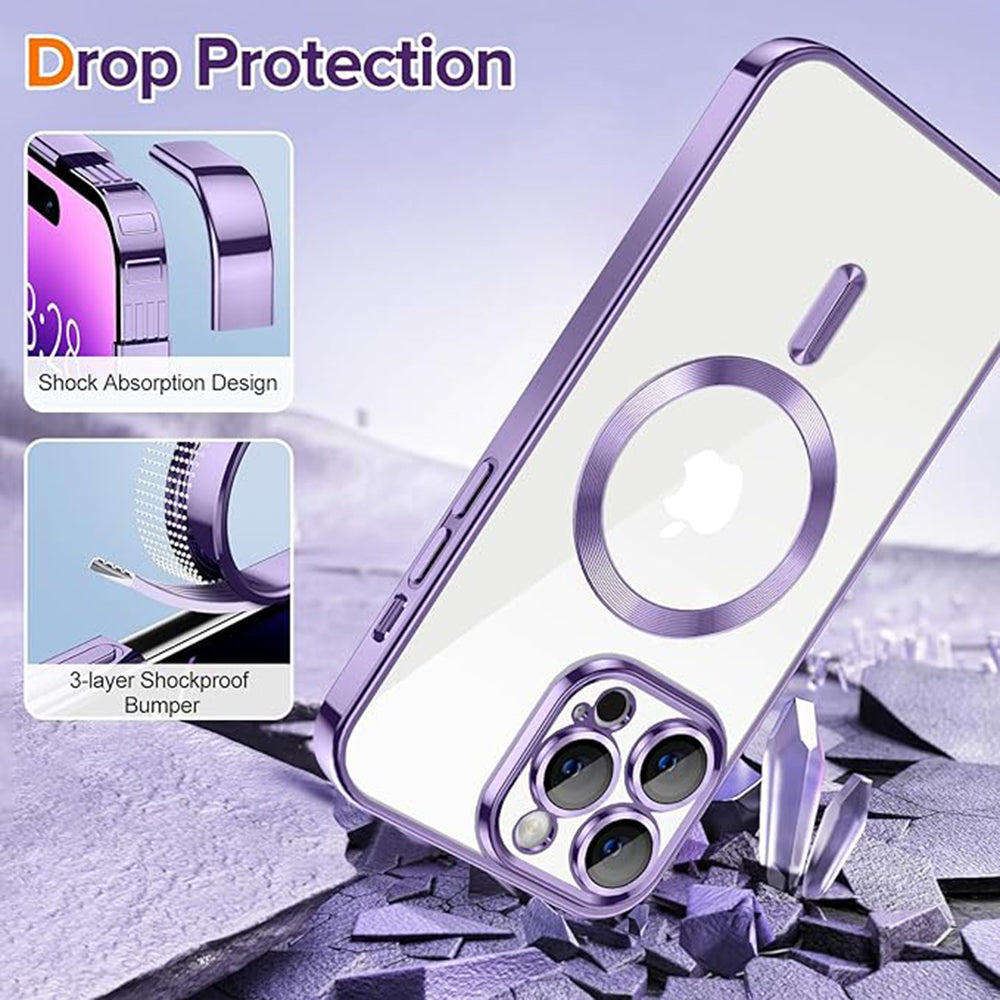 MagSafe-Hülle für Apple iPhone 14 Pro, Techsuit, Luxury Crystal, Hellviolett
