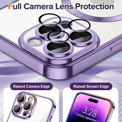 MagSafe-Hülle für Apple iPhone 14 Pro, Techsuit, Luxury Crystal, Hellviolett