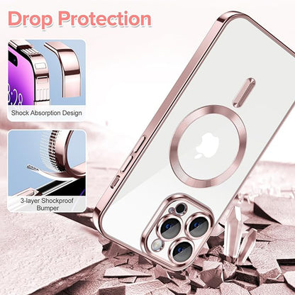 MagSafe-Hülle für Apple iPhone 14 Pro, Techsuit, Luxury Crystal, Rosa