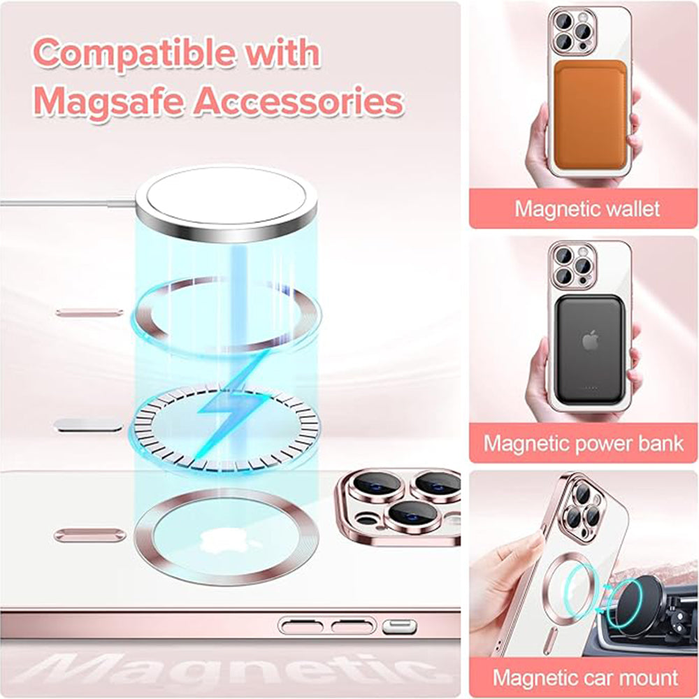 MagSafe-Hülle für Apple iPhone 14 Pro, Techsuit, Luxury Crystal, Rosa