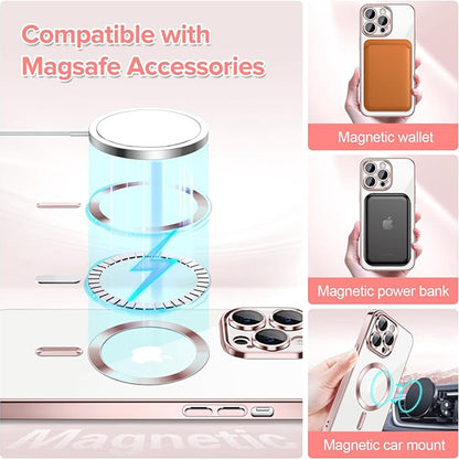 MagSafe-Hülle für Apple iPhone 14 Pro, Techsuit, Luxury Crystal, Rosa
