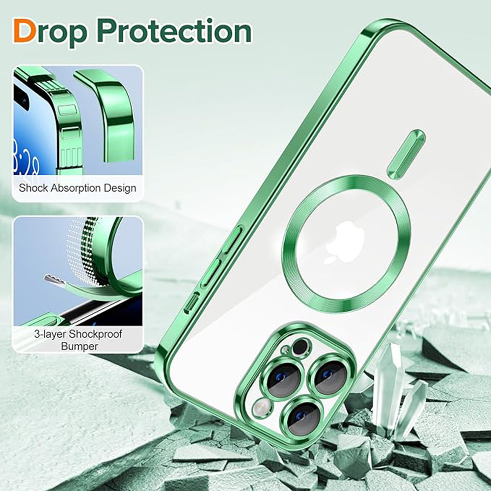 MagSafe-Hülle für Apple iPhone 14 Pro, Techsuit, Luxury Crystal, Hellgrün