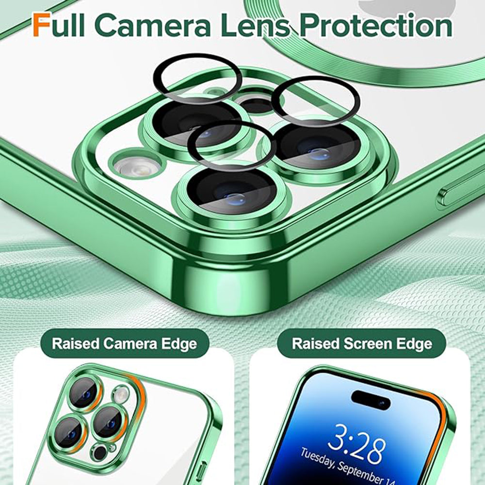 MagSafe-Hülle für Apple iPhone 14 Pro, Techsuit, Luxury Crystal, Hellgrün
