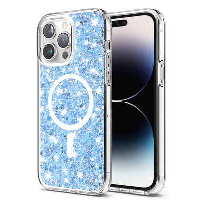 MagSafe-Hülle für Apple iPhone 14 Pro, Techsuit, Glitzernd, Blau