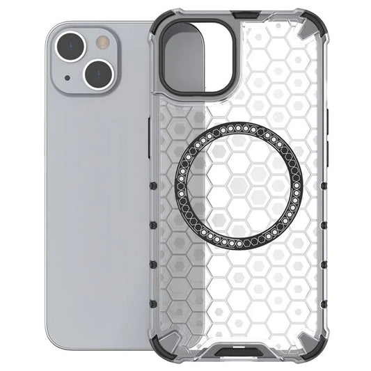 MagSafe-Hülle für Apple iPhone 14, Techsuit, HoneyComb Shield, Weiß