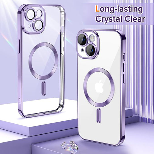 MagSafe-Hülle für Apple iPhone 14, Techsuit, Luxury Crystal, Hellviolett