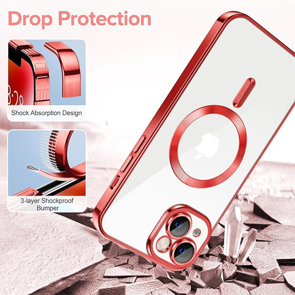 MagSafe-Hülle für Apple iPhone 14, Techsuit, Luxury Crystal, Rot