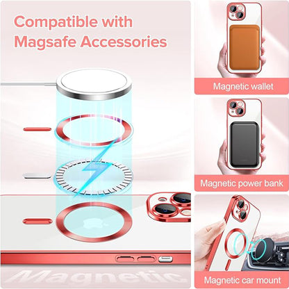 MagSafe-Hülle für Apple iPhone 14, Techsuit, Luxury Crystal, Rot