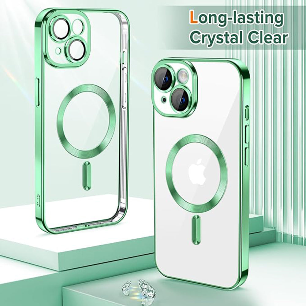 MagSafe-Hülle für Apple iPhone 14, Techsuit, Luxury Crystal, Hellgrün