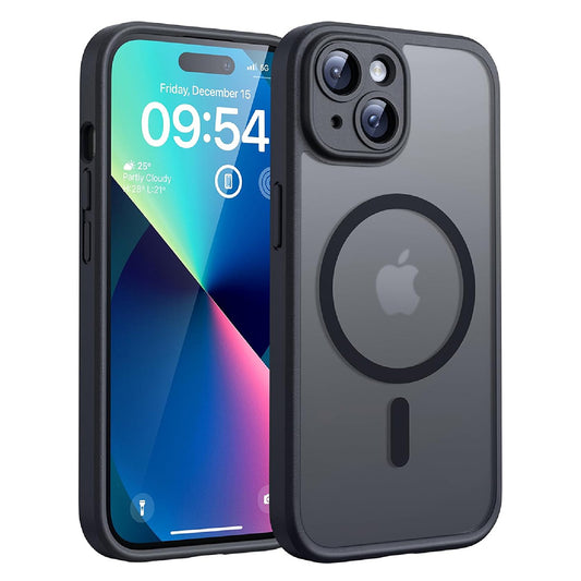 MagSafe-Hülle für Apple iPhone 14, Techsuit, PureFrost, Schwarz