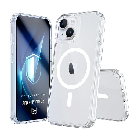 MagSafe-Hülle für Apple iPhone 15, 3MK, Armor MagCase, Transparent