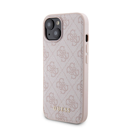 MagSafe Hülle für Apple iPhone 15, Guess, Powerbank 4G Metal Logo, Rosa