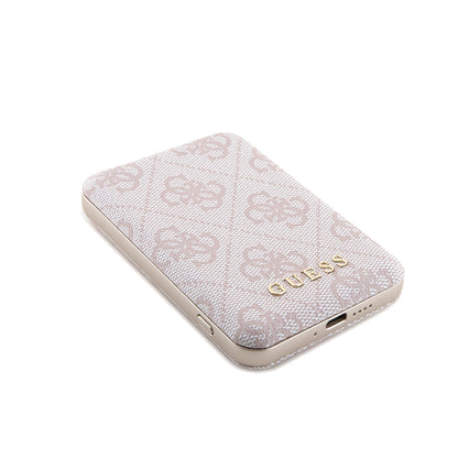 MagSafe Hülle für Apple iPhone 15, Guess, Powerbank 4G Metal Logo, Rosa