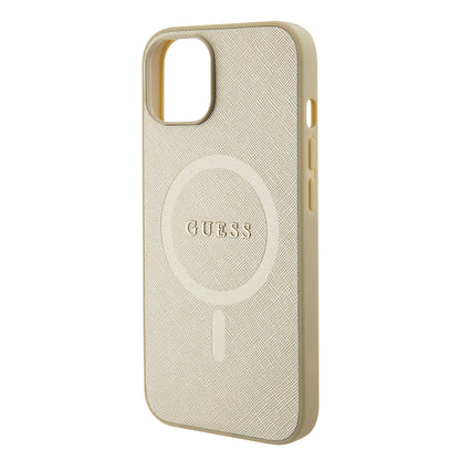 MagSafe Case for Apple iPhone 15 Plus, Guess, Saffiano, Gold