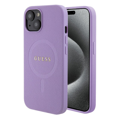 MagSafe Case for Apple iPhone 15 Plus, Guess, Saffiano, Purple