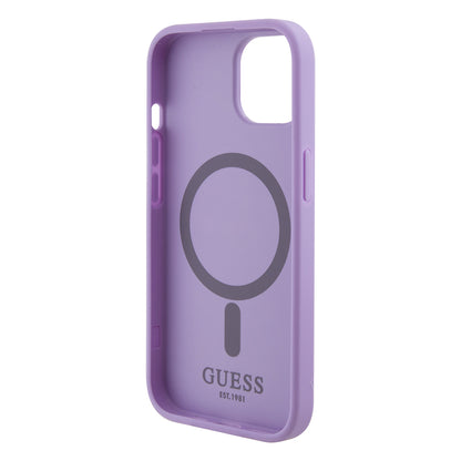 MagSafe Case for Apple iPhone 15 Plus, Guess, Saffiano, Purple