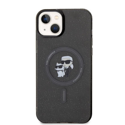 MagSafe Case for Apple iPhone 15 Plus, Karl Lagerfeld, Glitter, Black